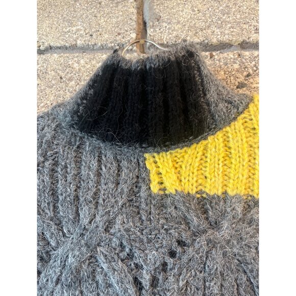 Zara Womens Multicolor Chunky Knit Poncho Sweater W/ Cable Pattern & Turtleneck - Picture 4 of 7